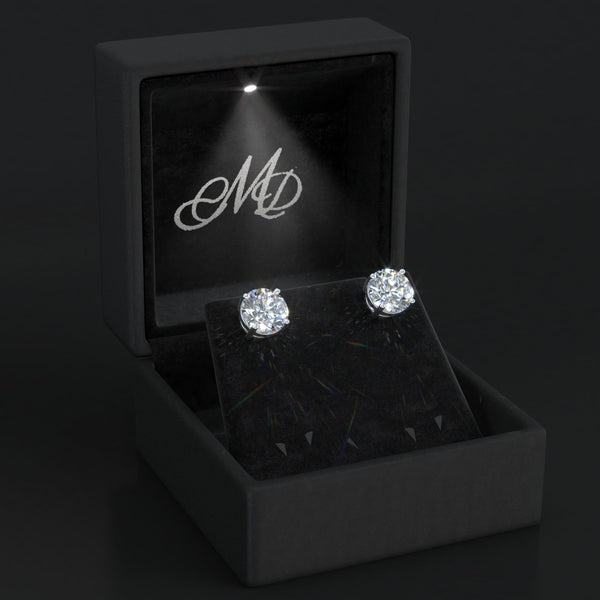 Moissanite Stud Earrings/No Poke Screw Backs / 4 Prong Stud Earrings/White Gold Vermeil/Colorless Flawless Lab Grown Diamond/Hypo allergenic/GRA Engraved/Gift Sets