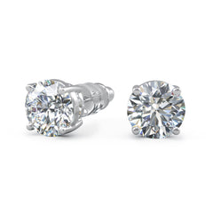 Moissanite Stud Earrings/No Poke Screw Backs / 4 Prong Stud Earrings/White Gold Vermeil/Colorless Flawless Lab Grown Diamond/Hypo allergenic/GRA Engraved/Gift Sets