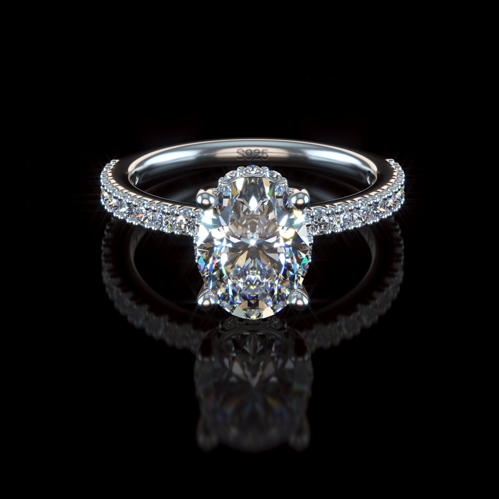 Elegant Oval Moissanite Engagement Ring