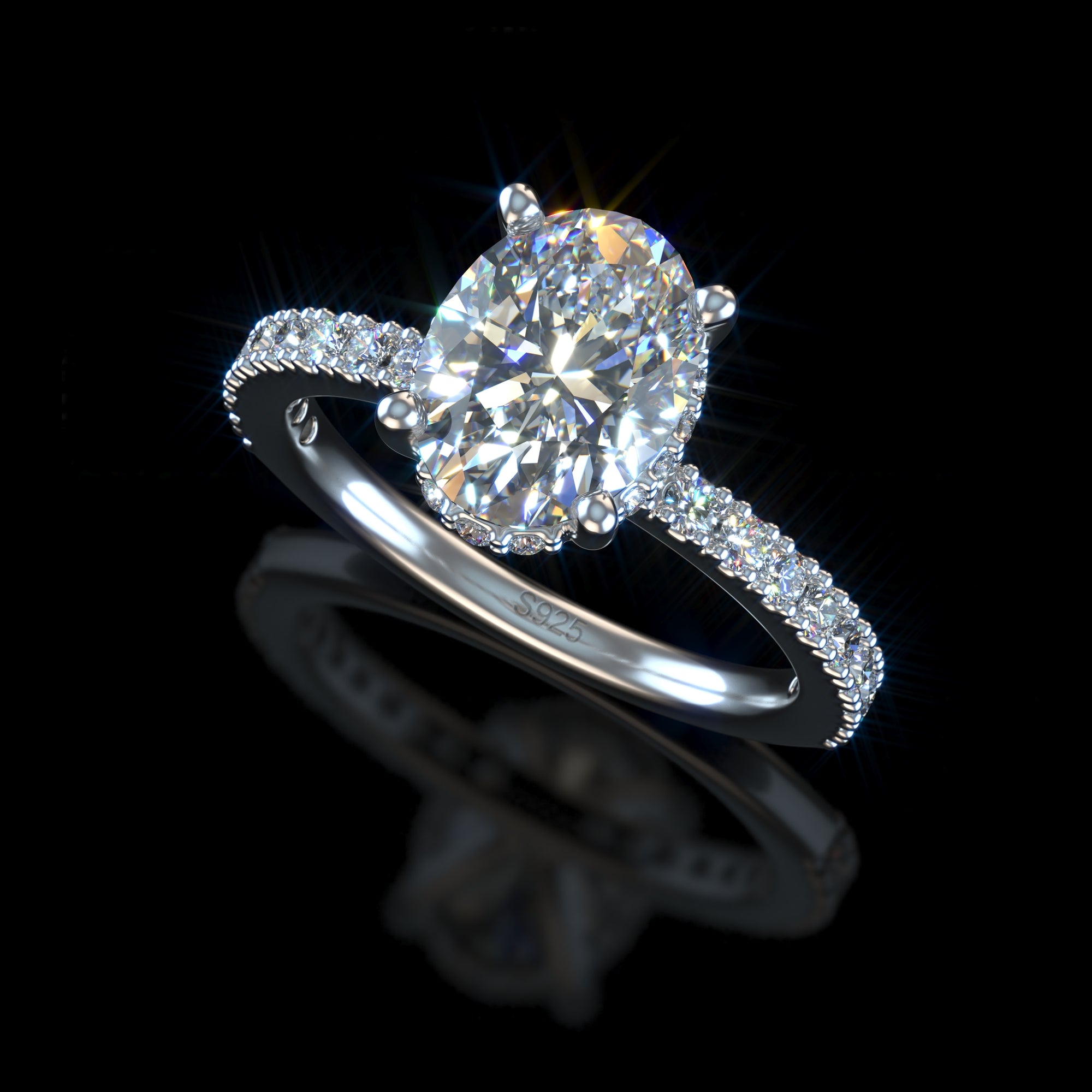 Elegant Oval Moissanite Engagement Ring