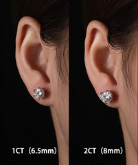 Moissanite Stud Earrings/No Poke Screw Backs / 6 Prong Stud Earrings 2CT or 4 CT /White Gold Vermeil/Colorless Flawless Lab Grown Diamond/Hypo allergenic/GRA Engraved