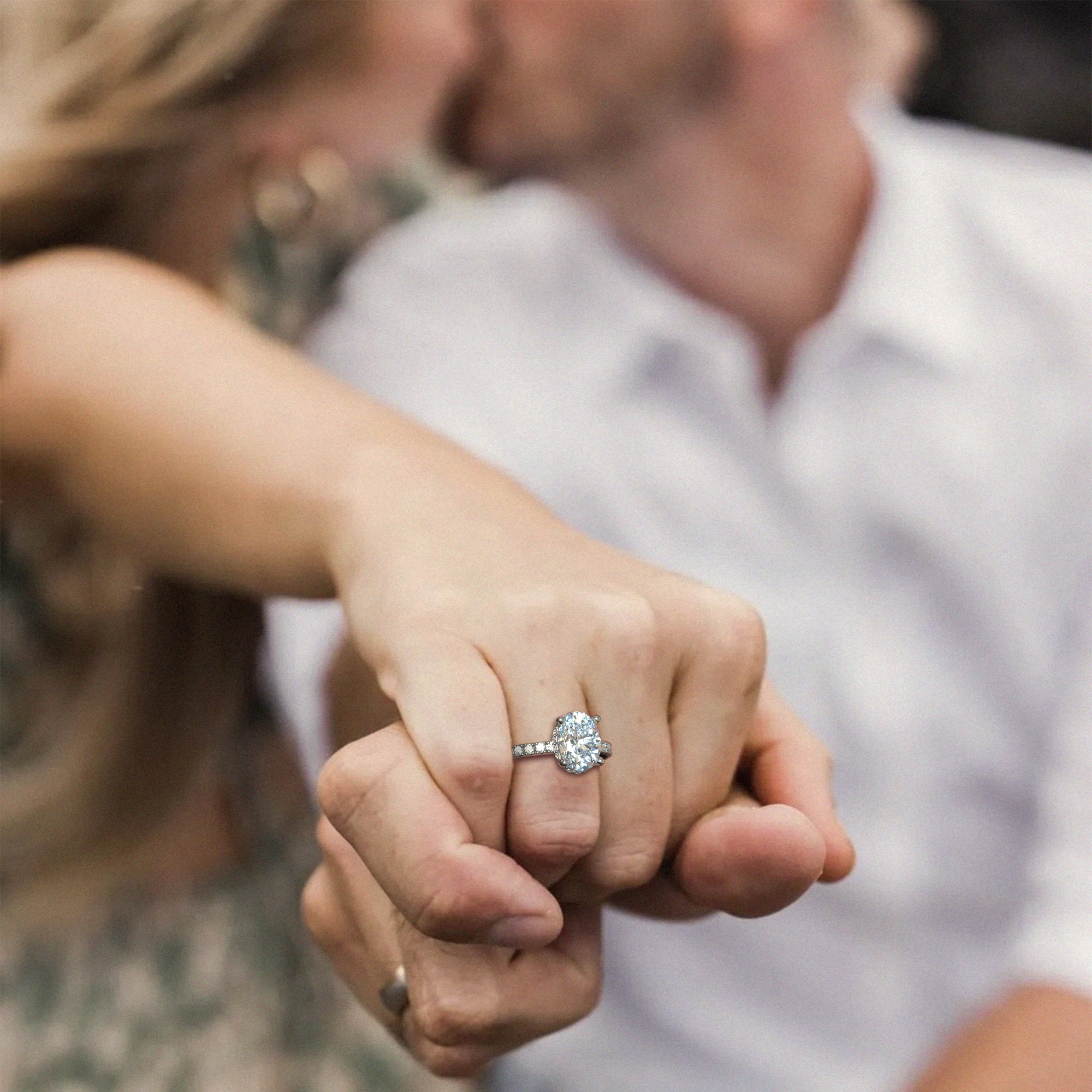 Elegant Oval Moissanite Engagement Ring