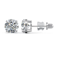 Moissanite Stud Earrings/No Poke Screw Backs / 4 Prong Stud Earrings/White Gold Vermeil/Colorless Flawless Lab Grown Diamond/Hypo allergenic/GRA Engraved/Gift Sets